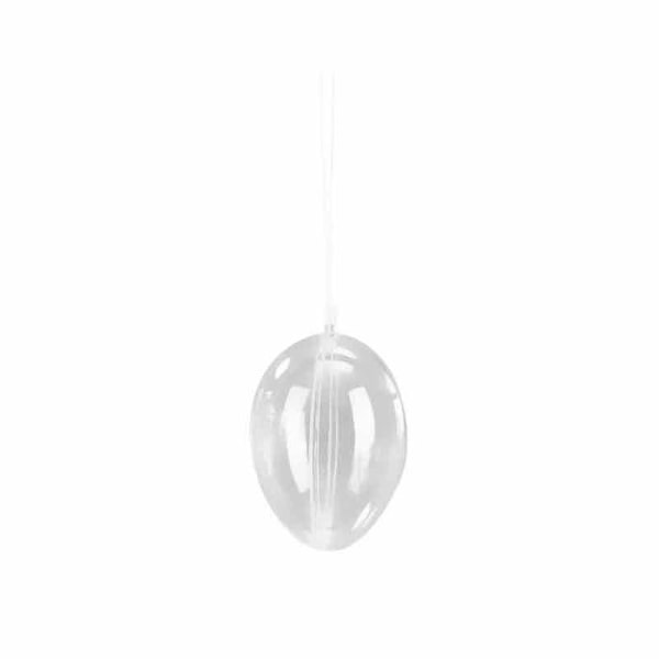 Ägg i plast 2 delar 8 cm kristall Transparent