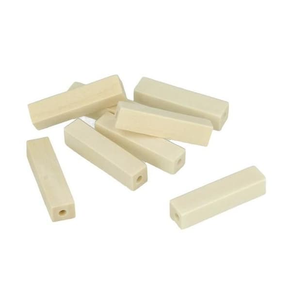 10 REKTANGULÄRA TRÄPERLAR - 30X6.6 MM - SMYCKEN beige
