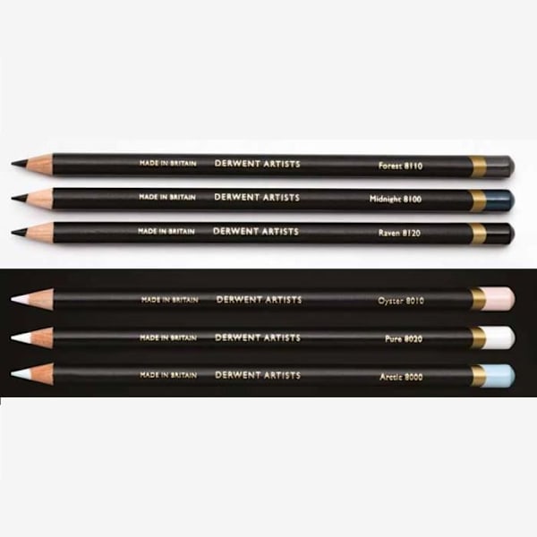 Kritor - Derwent - Konst - Noir & Blanc - Metallåda med 6 - Hög ljusbeständighet
