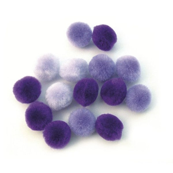 Pompons Ø 15 mm Lila (assortiment) 60 stycken