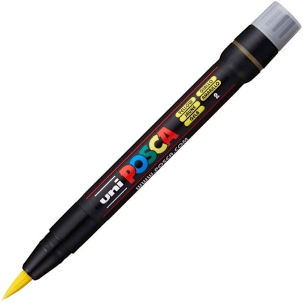Gul borstmarkör - POSCA - Raderbar - Opak - Linjebredd: 1-10 mm - Plast Gul