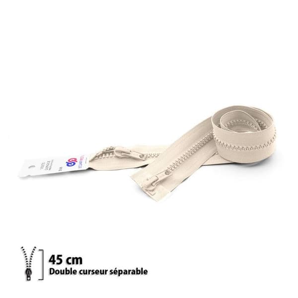Stängning - ECLAIR PRYM - Z68 - 6 mm - Separabel - Dubbeldragare - 45 cm ecru