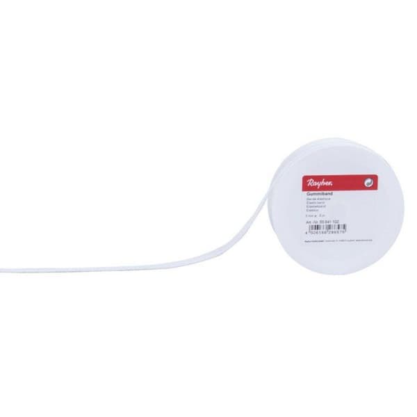 Elastiskt band, 5mm, rulle 5m, vit Vit