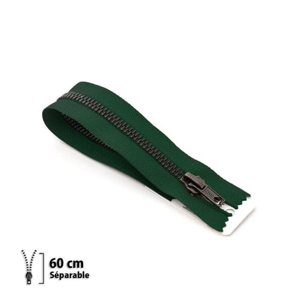 Fermeture éclair Z19 - mässing Separabel 6mm - 60 cm grön lav