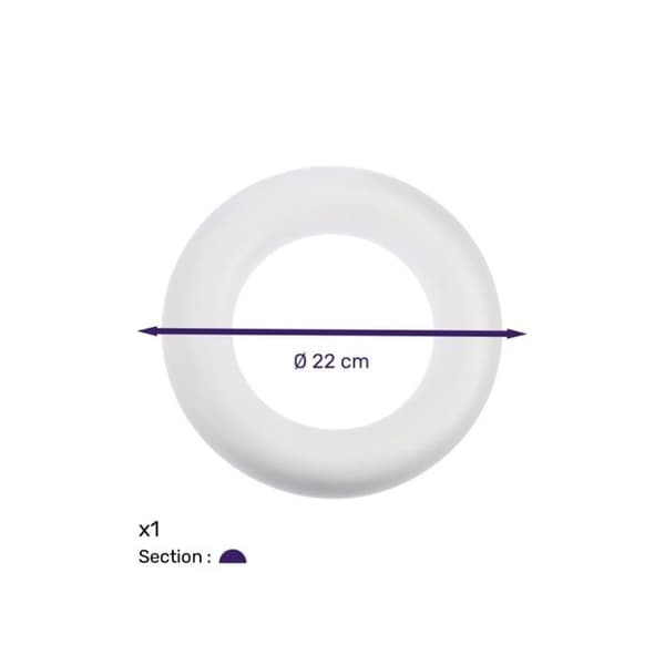 Platt ring i polystyren, 22 cm Vit
