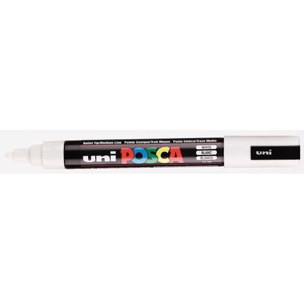 Vit målarpenna - POSCA - Medelspets - Linjebredd 1,8-2,5 mm - Vattenbaserad färg Vit