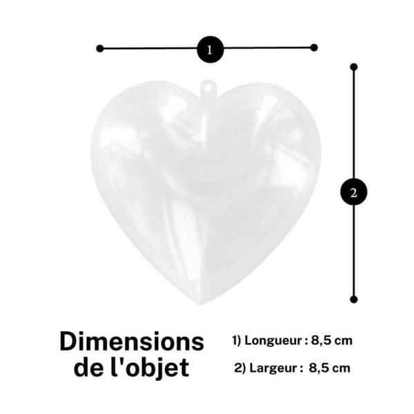 MégaCréa DIY - Plast hjärta 8,5 cm Transparent