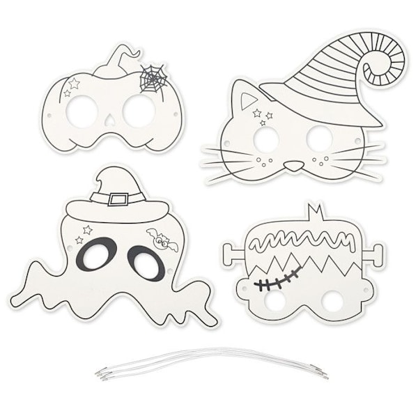 Färgläggningsmasker för barn Halloween 4 stycken