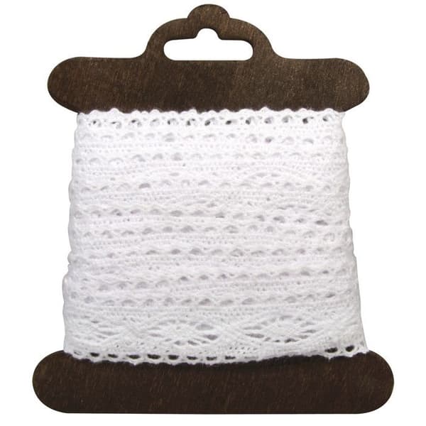 Cassandra bomullsband, 2,3cm, trälapp 2,5m, vit Vit