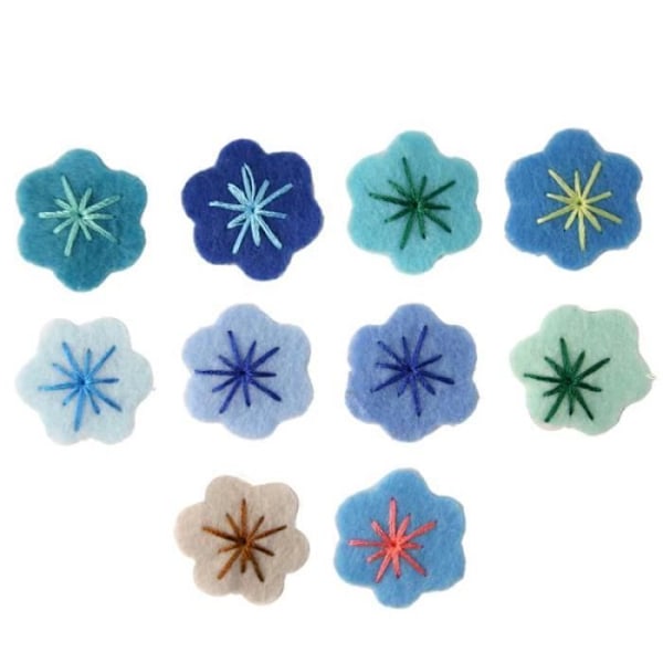 Filtblomma - Ej specificerad - 2 cm - Blå - Tjocklek 1 mm - 10 stycken set