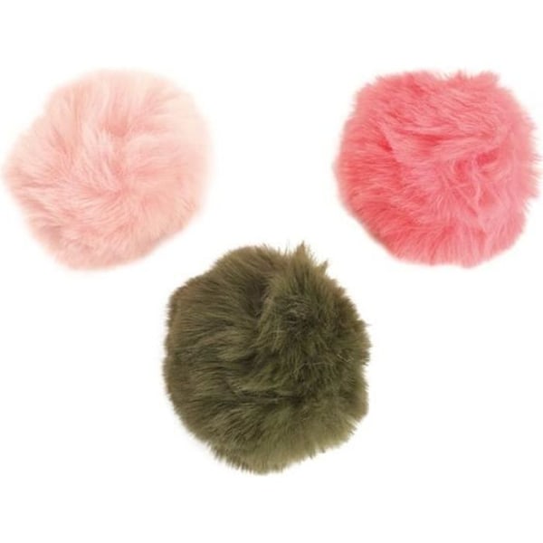 Coral Khaki och naken pompom i fuskpäls 3 delar - MegaCrea DIY Multicolor - Assorted