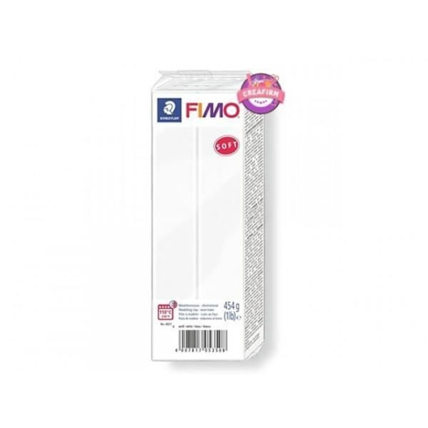 Polymerlera - Fimo - Mjuk - 454g - Vit nr 0 - Lätt att hantera Vit nr 0