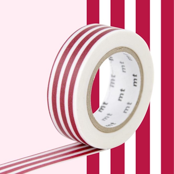 Masking Tape MT Röda linjer - border strawberry Röd