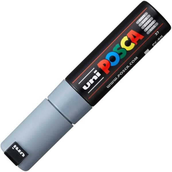 Målarpenna - POSCA - Bredd Vinklad Spitz - Färg Grå - Ogenomskinlig - 8 mm Grå