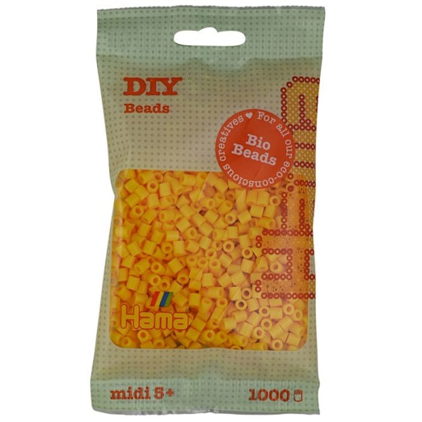 1 000 MIDI standardpärlor (Ø5 mm) ORGANISK gul gul