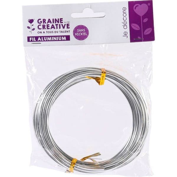Graine Créative - Aluminiumtråd Ø 2,5 mm 5 meter Silverfärgad Silver