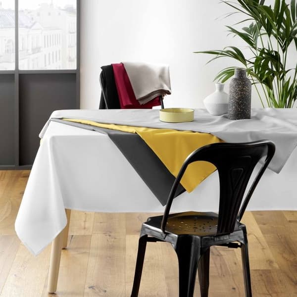 Duk rektangulär 140 x 200 cm – Polyester uni Essentiel – Betong – Fållad kant Grå