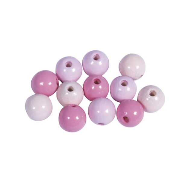 Polerade träpärlor 10mm Rosa toner 52 stycken Rosa toner