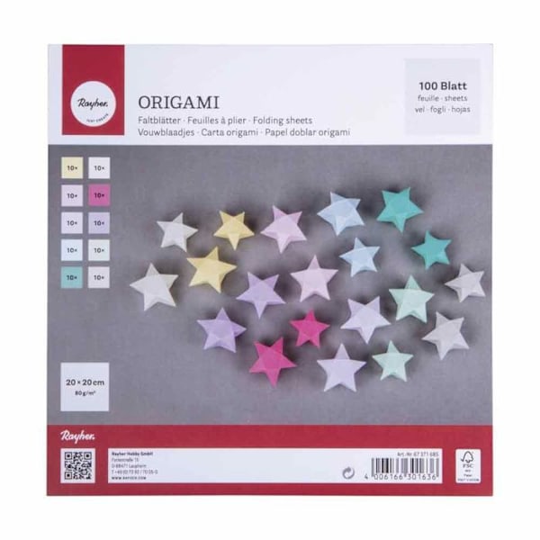 100 ark för origami pastellfärg 20 x 20 cm Transparent