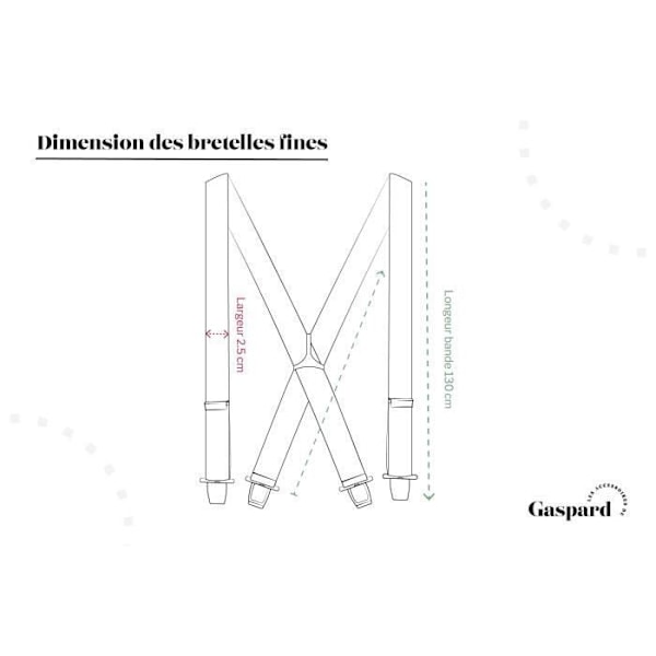 Breteller - GASPARD - Fina - Hantverksmässig tillverkning - Blå korsning - Justerbar storlek 130 cm Blå hängslen