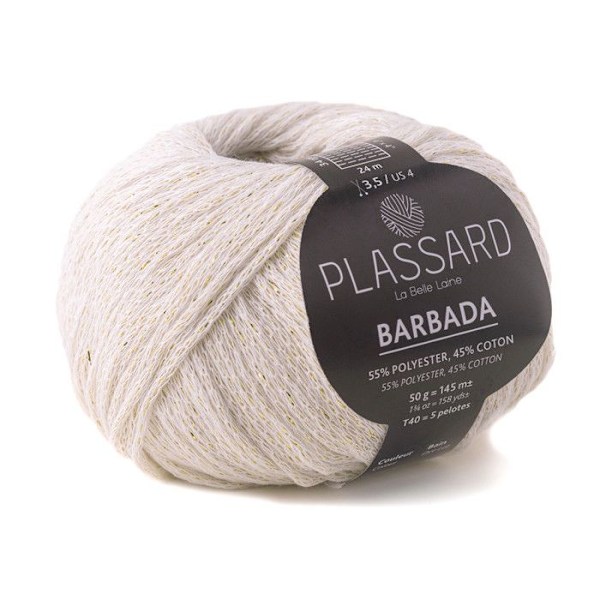 Glittrigt virkat och stickat sommargarn: Barbada Blanc Optique 01 Blanc Optique 01