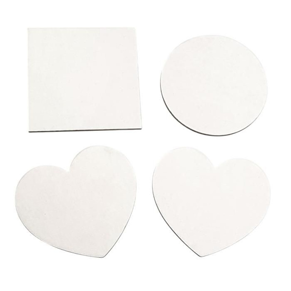 Magneter kartong klädd - 4 stycken - från 9,5 cm till 10,5 cm - stötta att dekorera - Stomme Vit