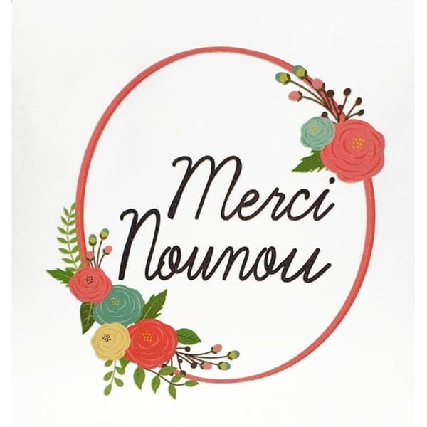 MégaCréa DIY - Textilöverföring Tack Nounou 10 x 10 cm Vit