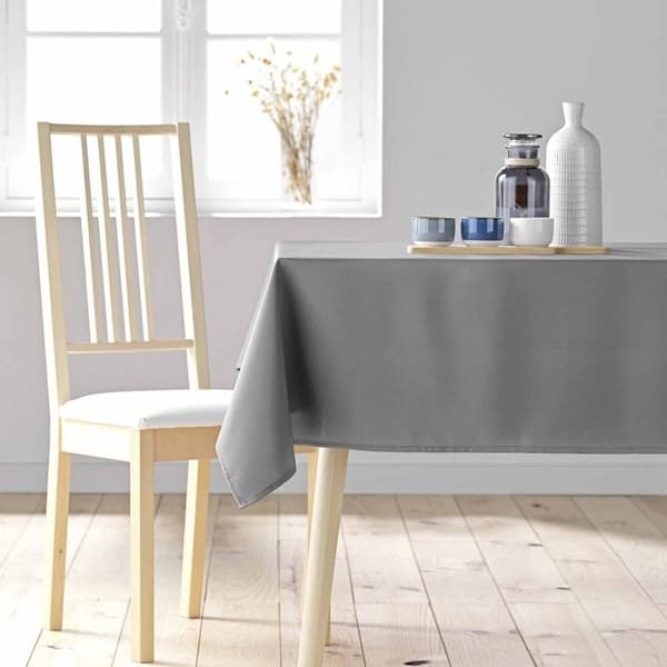 Duk rektangulär 140 x 200 cm – Polyester uni Essentiel – Betong – Fållad kant Grå