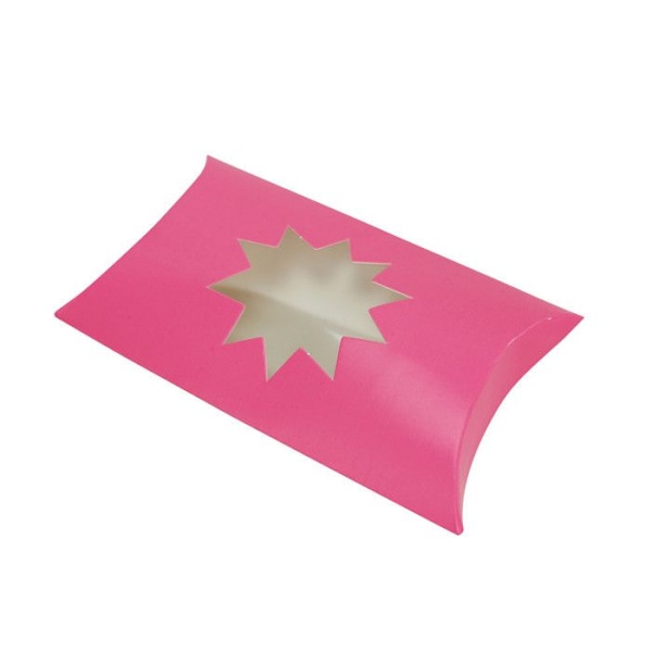 Fluorescerande kartongpresentlåda med fönster 12 cm 3 stycken