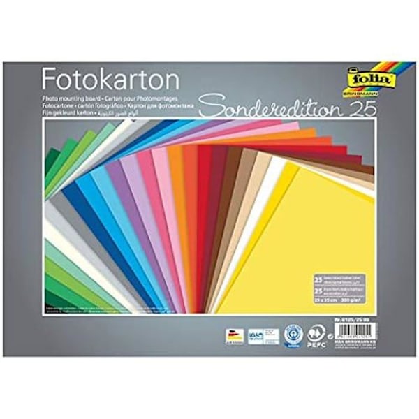 Mosaik av Fotopapper - FOLIA - 6125/25 - 25 Assorterade Ark - 300 g/m² - 25 x 35 cm mångfärgad