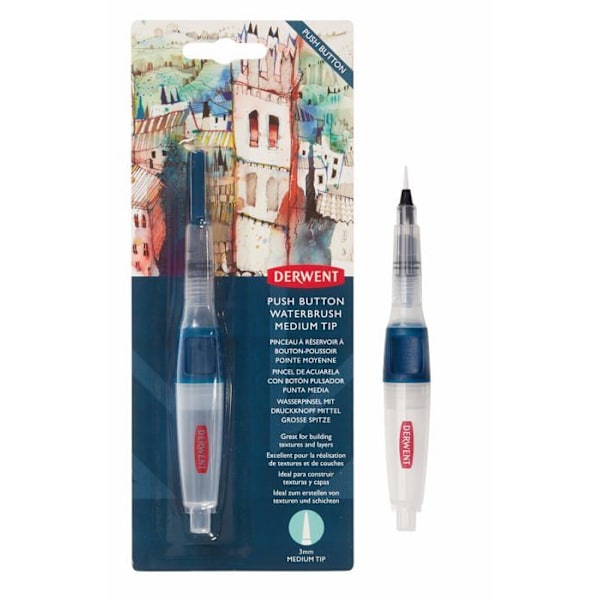 Borste - Derwent borstsats - 2305823 - Tryckknapp Vattenborste Medium Tip