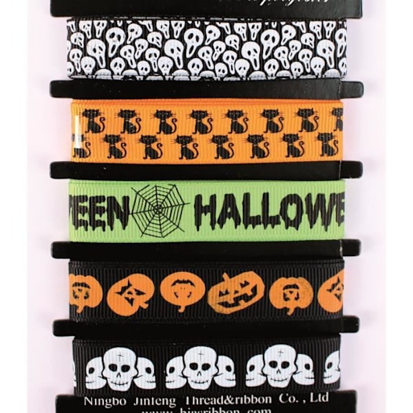 Rubans Halloween - MegaCrea - 1m x 1,5cm - Grograin - 5 pcs - Mixte