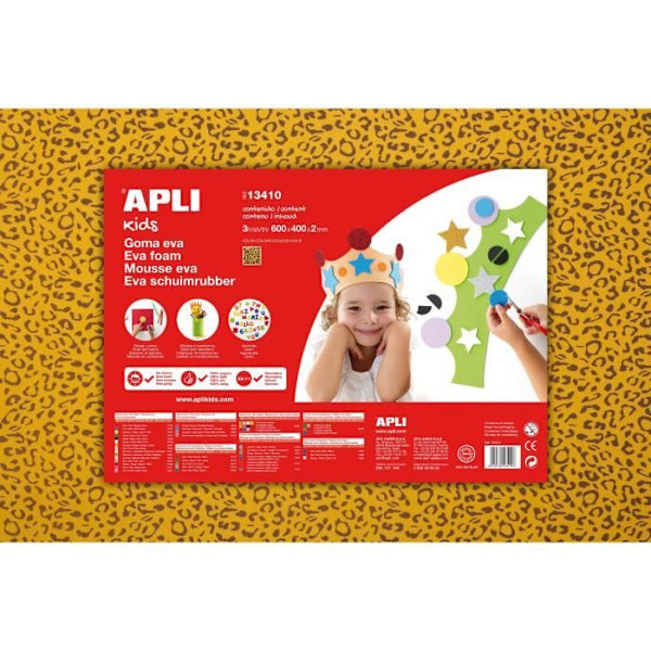 APLI Pouch 1 ark skumgummi - Leopardtryck Gult leopardtryck