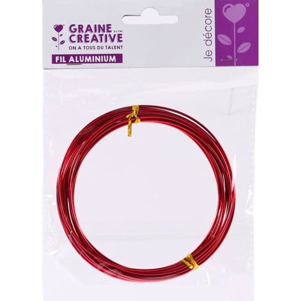 Graine Créative - Aluminiumtråd 1,5 mm 5 meter - Röd Röd