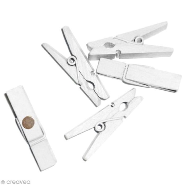 Magnetklämmor - Ej specificerad - Vit - 8 stycken - 3,5 cm - Trä Vit