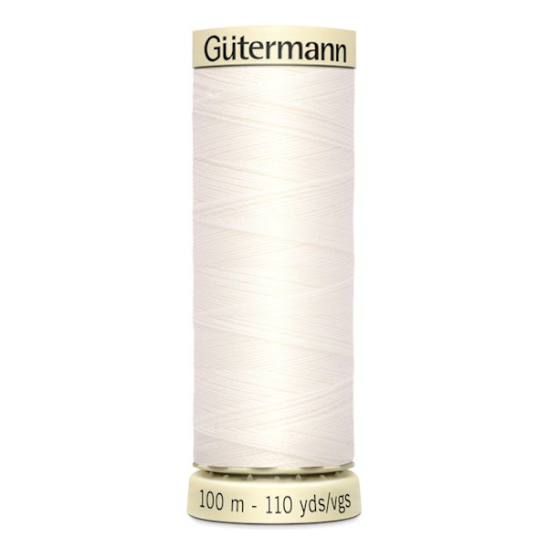Set med 5 spolar 100m Tråd 100% polyester Gutermann Ref 788988 - Att 111 - bröllopsvit vit bröllop