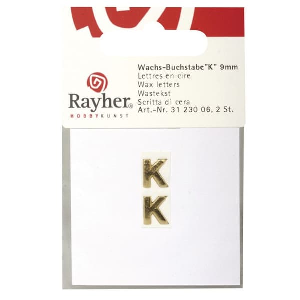 Vaxbokstäver - RAYHER - K - Guld - 9mm - 2 stycken