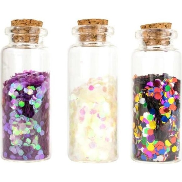 Glasflaska - Ej specificerad - 18 g - 3 st - Iridescent glitter - Flerfärgad