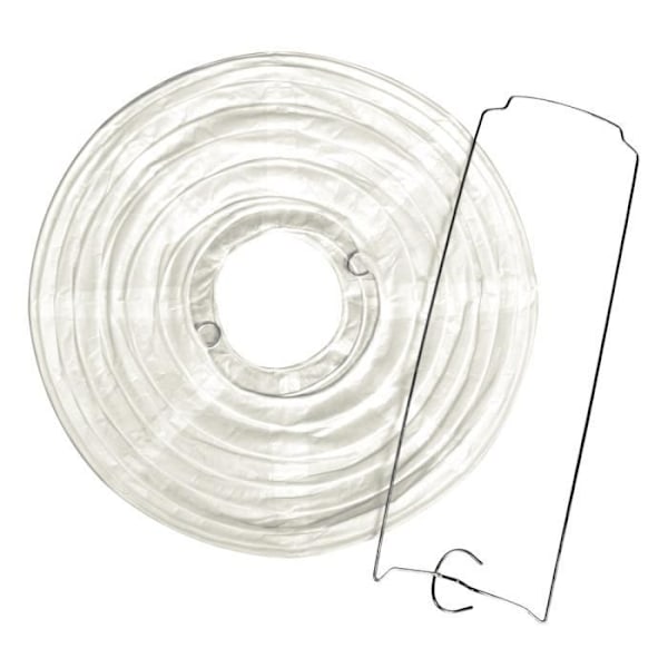 Lampion - Ej specificerad - 40cm - Vit - Papper - Med metallfot Vit