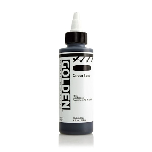 Akrylfärg - Golden - High Flow - 119ml - Karbon Svart - Idealisk för illustration Kolsvart