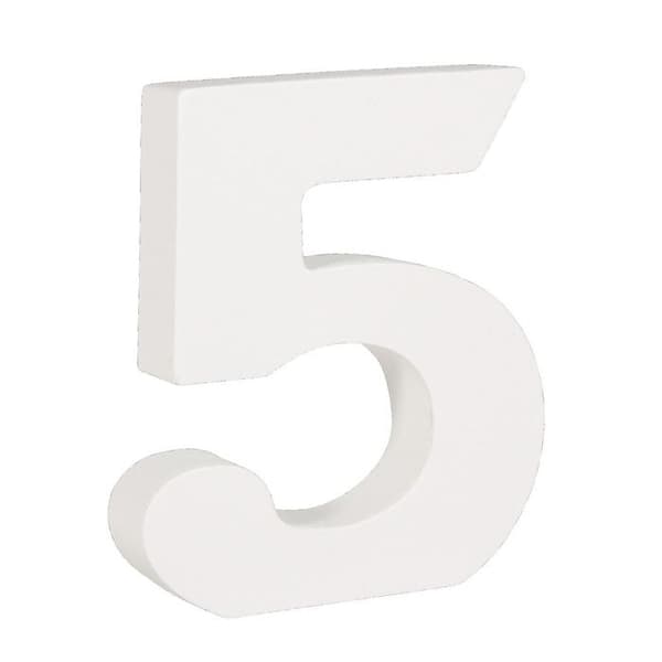 MDF-siffra 5, vit, 11cm, tjocklek 2cm