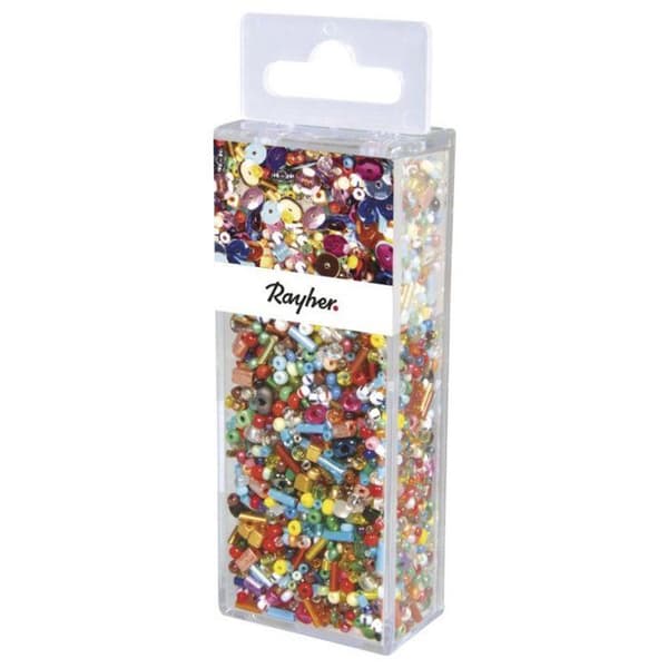 Multifärgade glaspärlor, 100g låda Flerfärgad