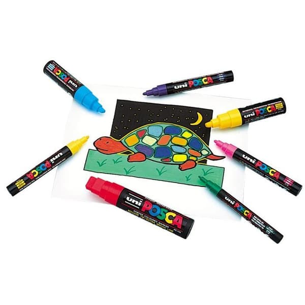 Vit målarpenna - POSCA - Medelspets - Linjebredd 1,8-2,5 mm - Vattenbaserad färg Vit