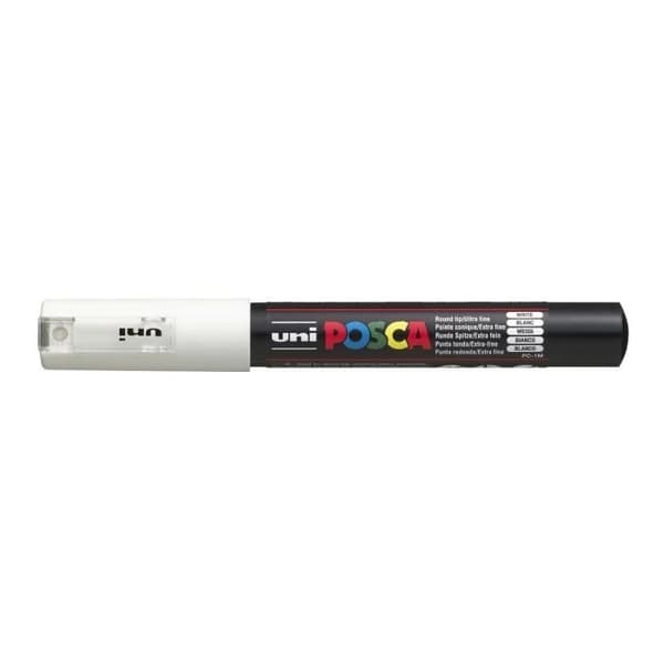 Extra fin vit marker - POSCA - Extra fin konisk spets 0,7-1 mm - Vit - Vattenbaserad - För alla ytor Vit