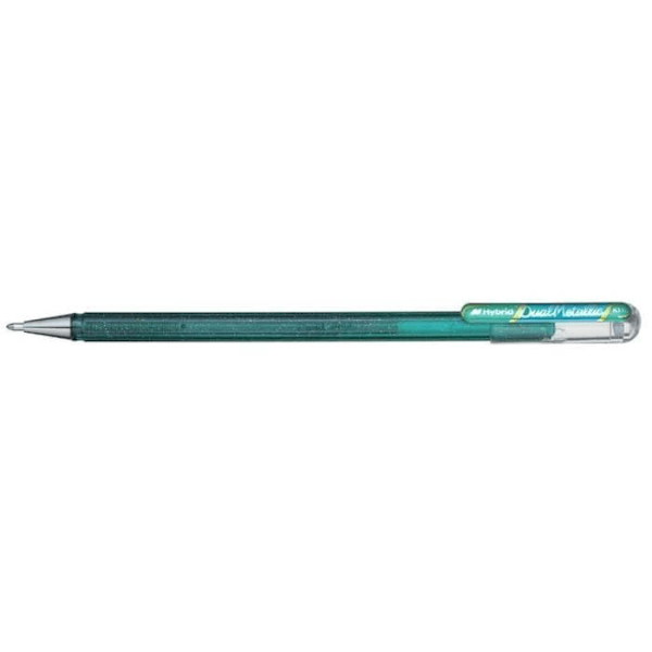 Hybrid bläckpenna - PENTEL - Dual Pen - blå/grön - 0,5 mm - glittereffekt Blå grön