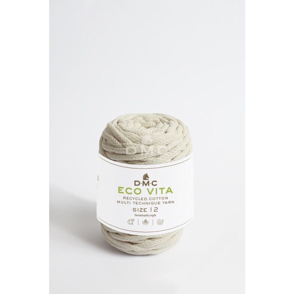 Eco Vita Återvunnen bomullstråd 12mm 250g Kol. 03 Beige Färg nummer 03