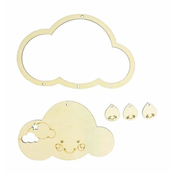 Drömfångare - MEGACREA DIY - Graverad moln - 5 st - 19,9 x 12,6 cm - Beige
