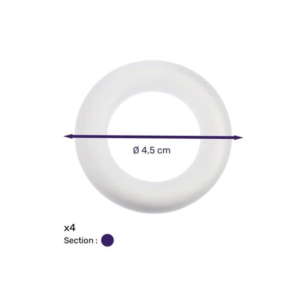 Polystyrenringar 4,5 cm 4 stycken Vit
