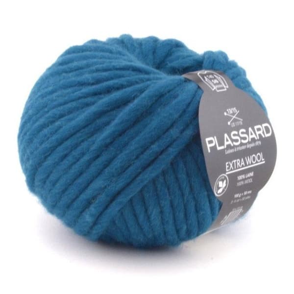 Plassard - Grosse laine mèche Extra Wool 306 Blå 100% Ull Blå