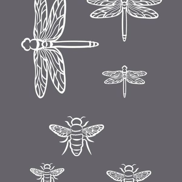 Insekter A5 screentryck stencil Grå